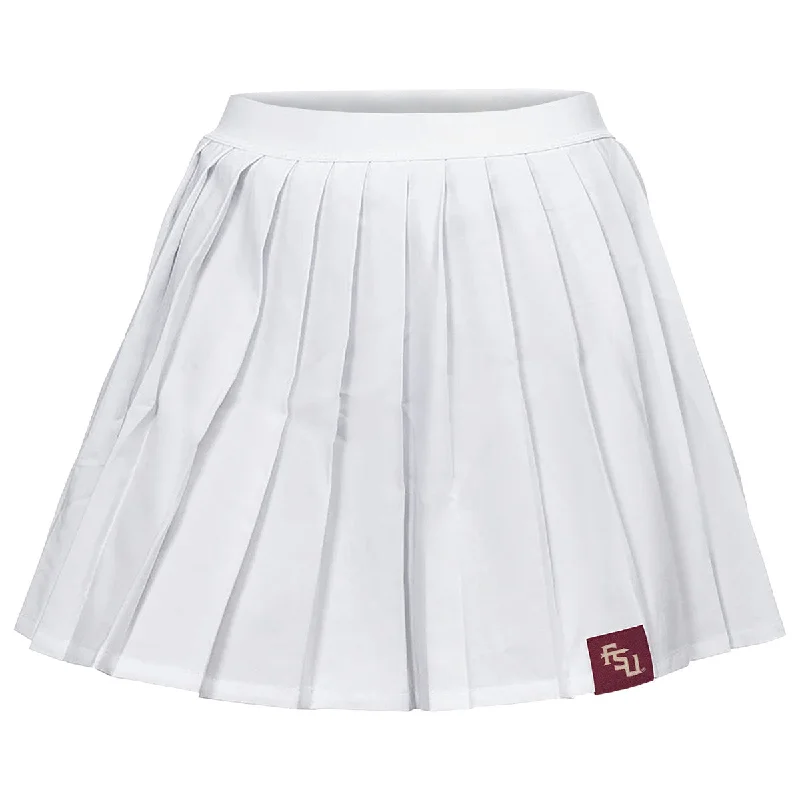 ZooZatz Women's Stacked FSU Woven Tag Pleated Skirt - White