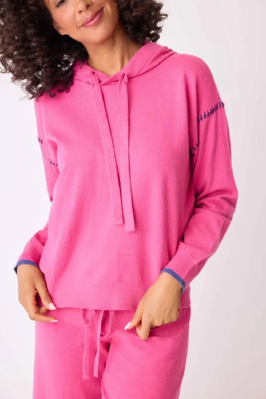 Sweater Weather Pullover Hoodie In Fuchsia