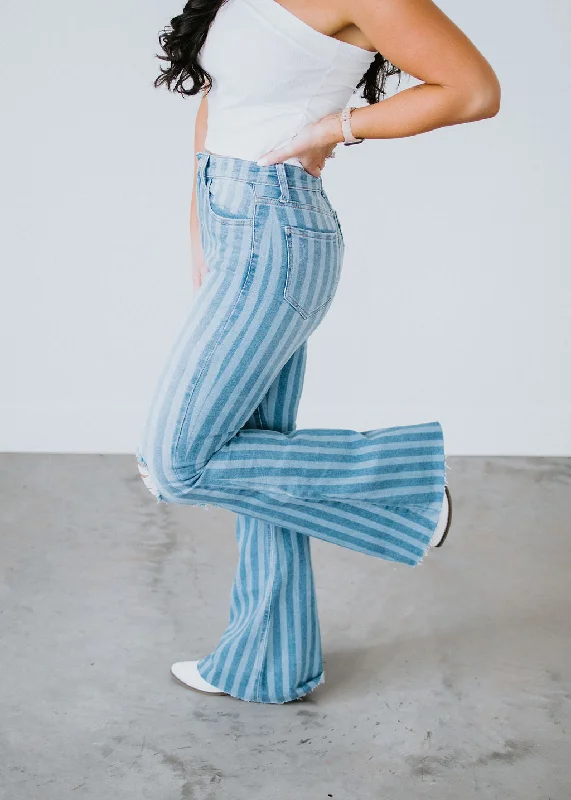 Raina Striped Flare Jean