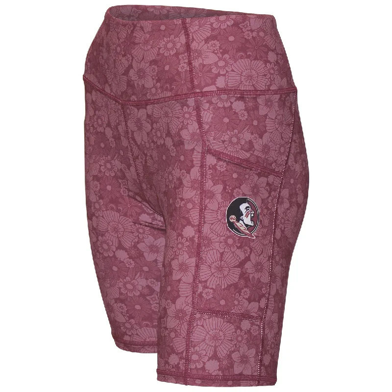 ZooZatz Women's Seminole Logo Tonal Floral Pattern Short - Garnet