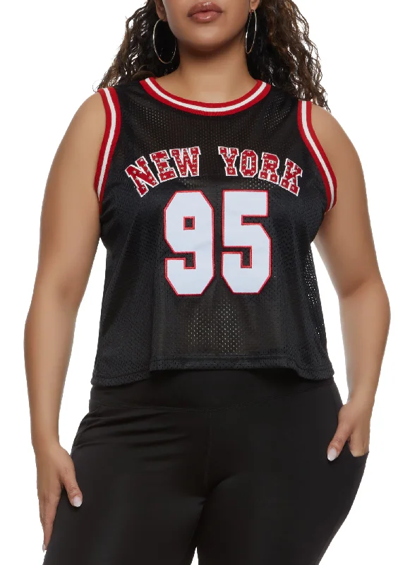 Plus Size Studded New York 95 Basketball Jersey