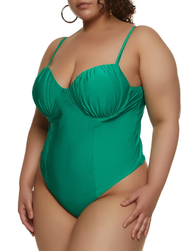 Plus Size Ruched Bustier Bodysuit