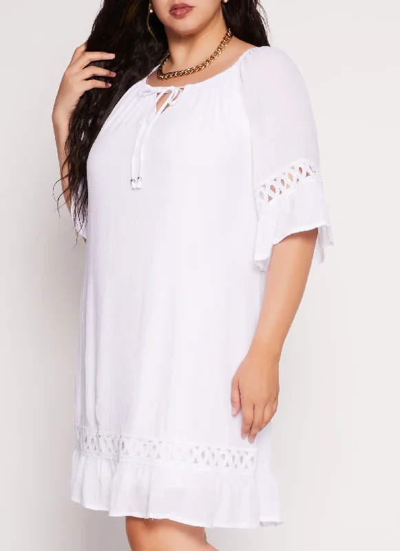 Plus Size Crochet Detail Tie Front Sundress