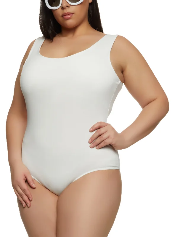 Plus Size Sleeveless Scoop Neck Tank Bodysuit