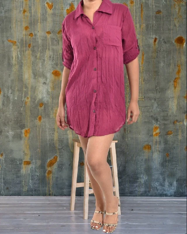 Ladies Maroon Shirt Dress