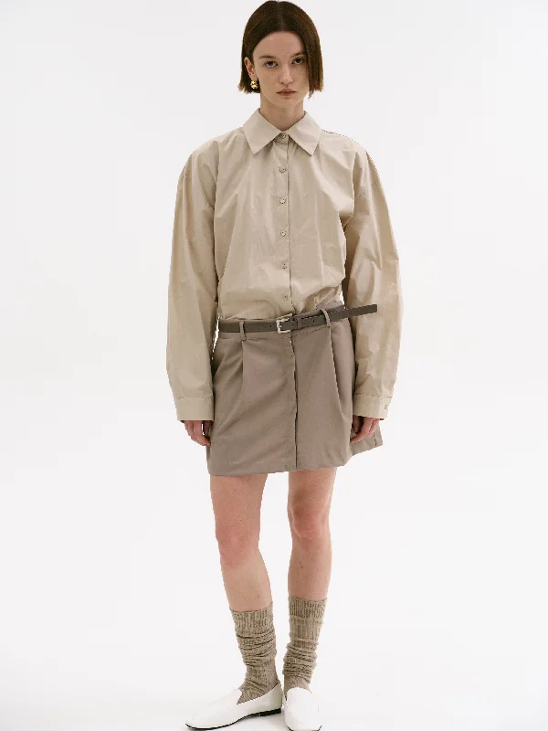 Belted Shirt Dress, Beige/Khaki