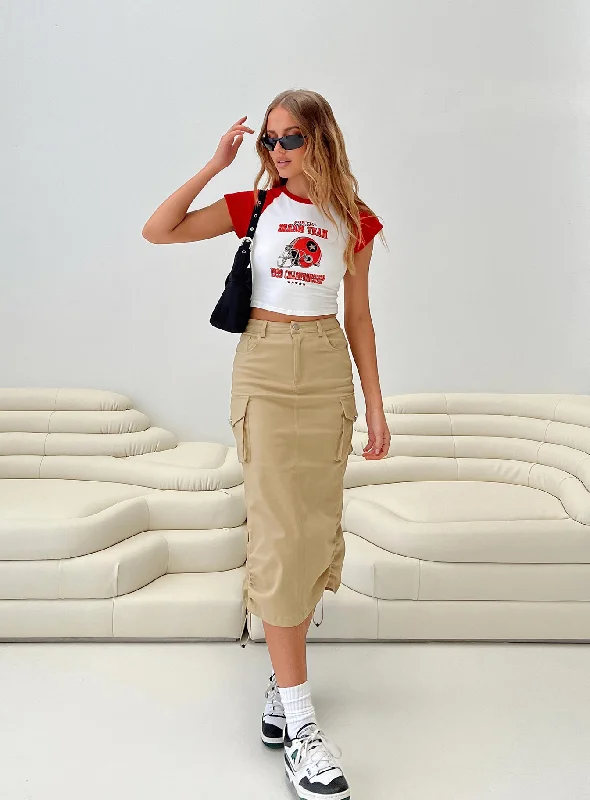 Bellows Cargo Midi Skirt Beige