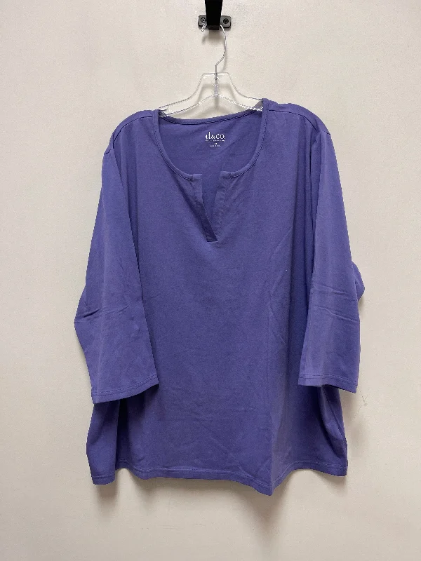 Top Short Sleeve By Denim And Co Qvc In Purple, Size: 3x