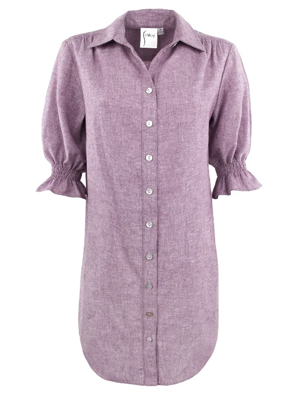 GAMEDAY! Miller Puff Sleeve Shirt Dress Purple Hemp/Cotton - WEB exclusive