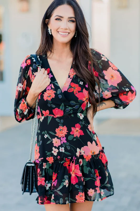 Looking Forward Black Floral Dress