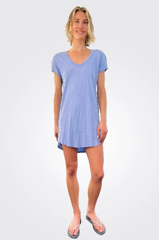 Raglan T Shirt Dress - Blue Peony