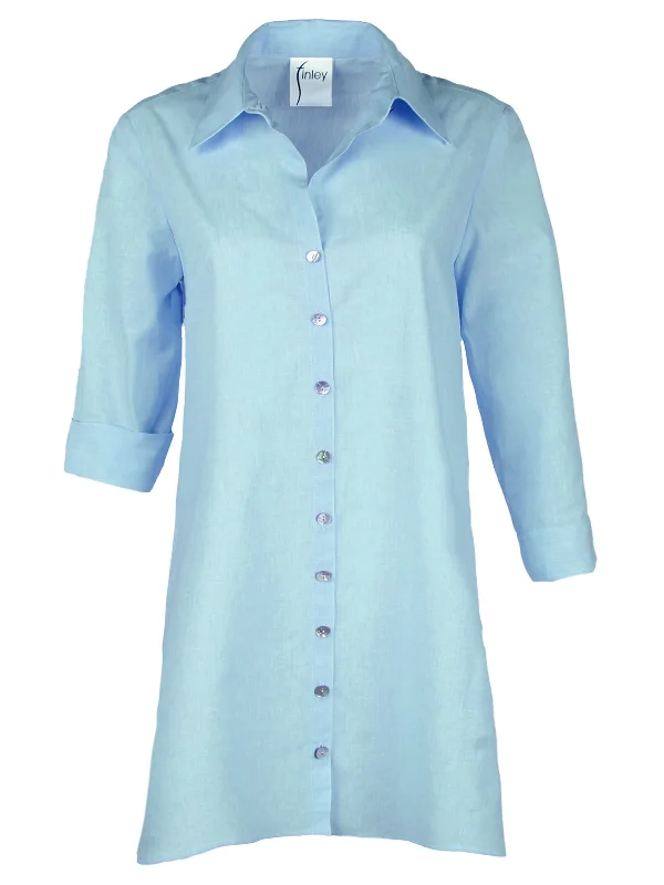 Trapeze Light Teal Oxford Shirt Dress