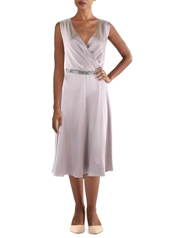 Womens Satin Sleeveless Cocktail and Party Dress