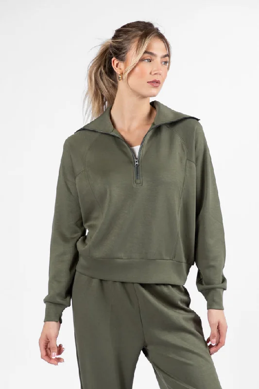 Let's Just Stay Green Quarter Zip Knit Pullover