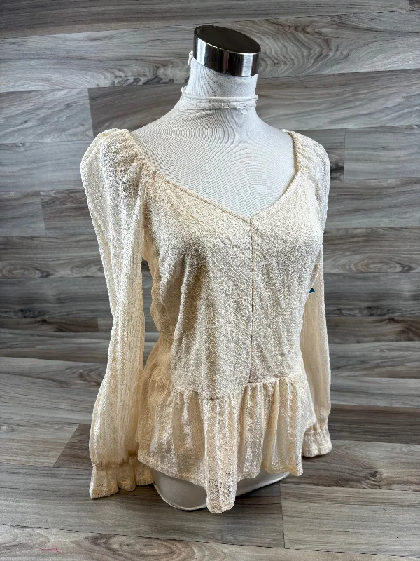 Top Long Sleeve By Lc Lauren Conrad In Tan, Size: M