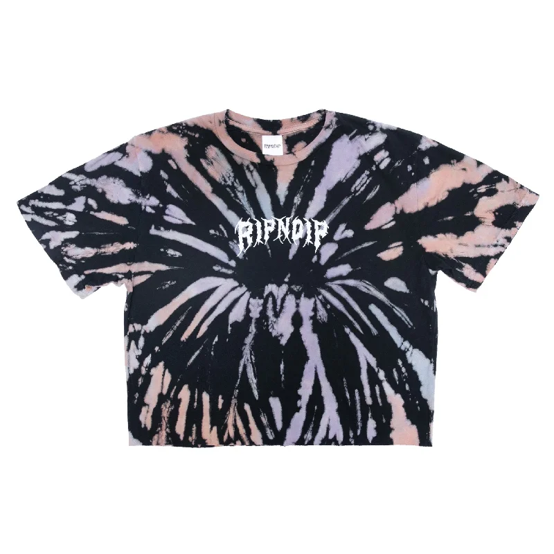 Nikola Crop Tee (Black/Peach/Purple Tie Dye)