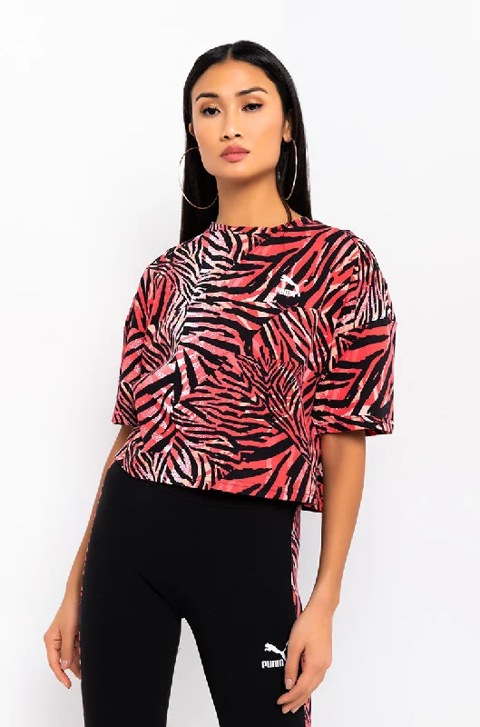 PUMA ALL OVER ZEBRA BOYFRIEND CROP TEE