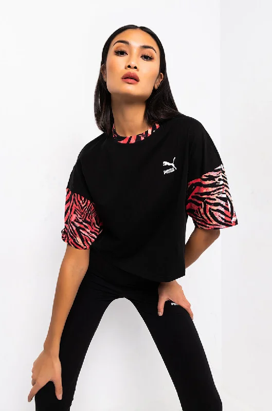 PUMA ZEBRA SLEEVE BOYFRIEND CROP TEE